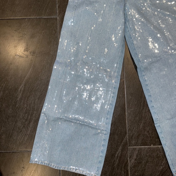 Anthropologies Pilcro Sequin Skater High-Rise Wide-Leg Jeans - Picture 5 of 14